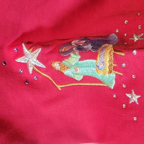 New Quacker Factory Holiday Red Long Sleeve Tunic Top Plus Size 2X - Picture 4 of 5